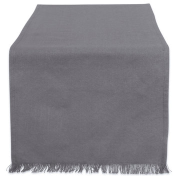 DII Solid Gray Heavyweight Fringed Table Runner