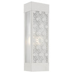 Livex Lighting - Berkeley 2 Light Brushed Nickel Outdoor ADA Sconce - The intricate details of the brushed nickel finish on this outdoor wall sconce from the Malmo collection creates delightful shadow patterns on adjoining wall surfaces and walkways. This stainless steel fixture features glass panels finished clear on the outside and sandblasted on the inside.