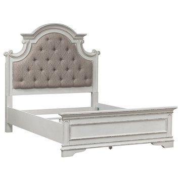 Magnolia Manor White King Upholstered Bed