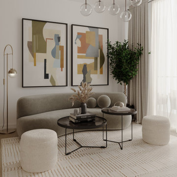 Modern Living Room Area Interior Design for Hotel Apartment