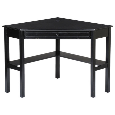 Basilie Corner Computer Desk, Black