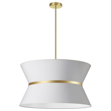 White Transitional Pendant With Aged Brass Metal