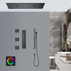 Touch Panel Controlled LED Shower System, Matte Black C - Touch Panel Light - Showerheads And Body Sprays