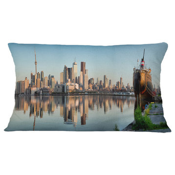 Toronto City Skyline Panorama Cityscape Photography Throw Pillow, 12"x20"