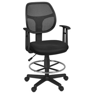 Carter Swivel Stool with Arms- Black
