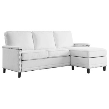 Tonnie White Upholstered Fabric Sectional Sofa