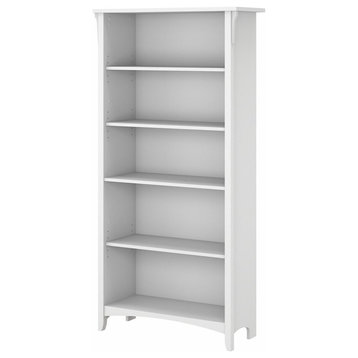 Bush Furniture Salinas Tall 5 Shelf Bookcase, Pure White