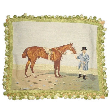 Horse With Rider Petit Point Pillow