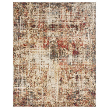 Theory Ivory/Crimson Area Rug,Brown 8' x 10'