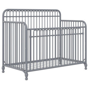 Dove Gray Nursery Furniture Little Seeds Ivy 3-in-1 Convertible Metal Crib 