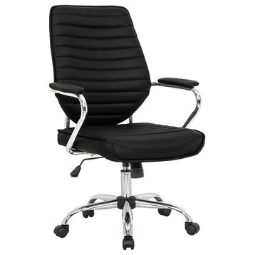 LeisureMod Winchester Modern Executive Leatherette Office Chair, Black