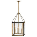 HInkley - Hinkley Shaw Medium Pendant, Black - Traditional in style, and unique in character, Shaw is distinguished by its dramatic frame and enchanting design elements. Robust clear glass panels, the rich two-tone finish combination, and a captivating fine chain detail unite to deliver dashing heritage charm.