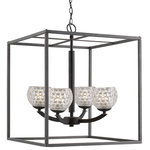 Woodbridge Lighting - Mirage 4-Light Square Cage Pendant Chandelier, Clear Crystal Ball, LEG G9 - Mirage is a unique collection of soft contemporary chandeliers with optional sophisticated glass with crystal or opal accents that can project elegance.  They can be displayed with additional intersecting outer frames that can alter a viewer's special perception with a great presence.