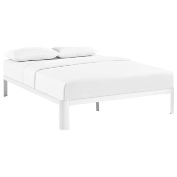 Corinne Queen Steel Bed Frame, White