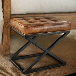 KIRKHAM TUFTED LEATHER X-BASE STOOL - Products