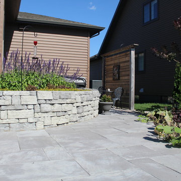 Full Yard Landscaping Makeover // Entry // patio // Bar // Fireplace