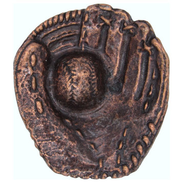 Baseball Glove With Ball Cabinet Knob, Antique Copper