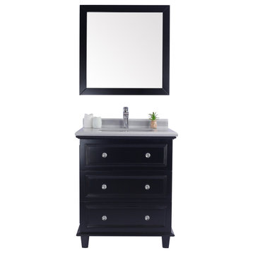 Luna 30" Espresso Cabinet and White Stripes Counter, No Mirror
