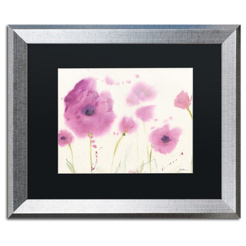 Sheila Golden 'Purple Poppies' Framed Art, Silver Frame, 16"x20", Black Matte