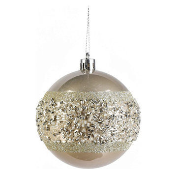Serene Spaces Living Set of 12 Silver Beaded Plastic Ball, 3.25"x3"