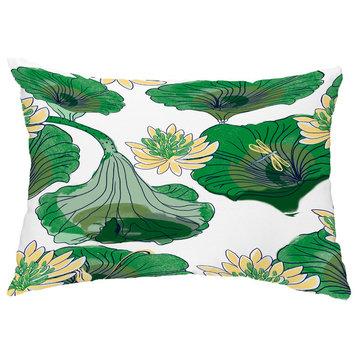 Lotokoi 14"x20" Floral Decorative Outdoor Pillow, Green
