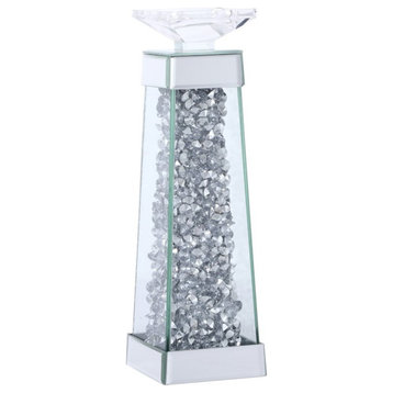 Elegant Decor Sparkle 12" Contemporary Silver Crystal Pillar Candleholder