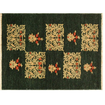 Bohemien Ziegler Ray Green Rust Hand-Knotted Wool Rug - 3'1'' x 4'9''