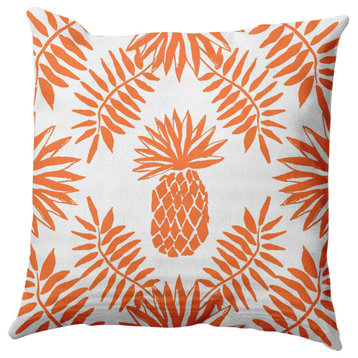Pineapple Leaves Decorative Throw Pillow, Orange, 16"x16"