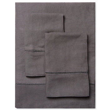 100% Linen Sheet Set, Dark Gray, Queen