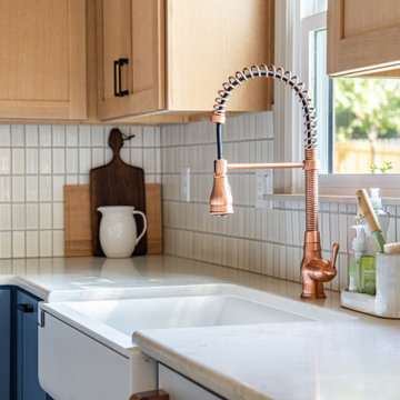 Modern Kitchen Remodel with Blue Cabinets & White Oak