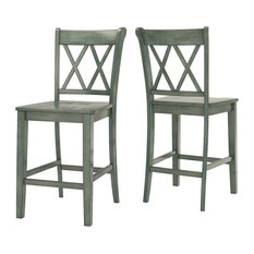 Arbor Hill X Back Counter Chair, Set of 2, Antique Sage Green