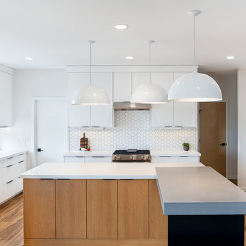 Sleek & Stunning Modern Kitchen with Geometric Backsplash