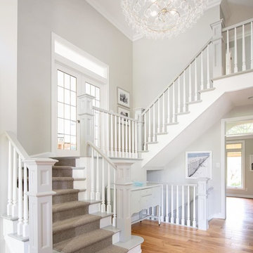 Natural Hardwood Flooring & Staircase Runner