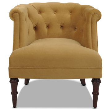 Katherine Tufted Accent Chair, Gold Velvet