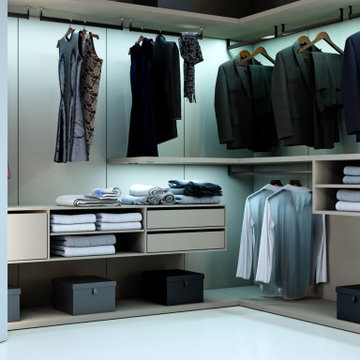 Small Bifold Walk in Wardrobe in Stone Grey Finish by Inspired Elements