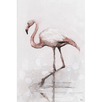 "Flamingo Splash" Painting Print on Wrapped Canvas, 8"x12"