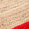 Leo Handmade Round Jute Dhurrie Rug With Red Border, 6'