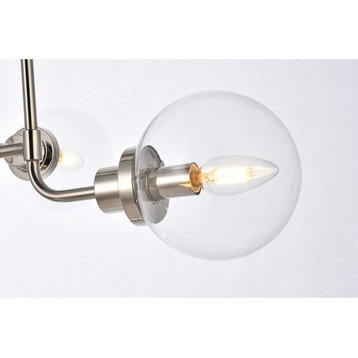 Hanson 8 Lights Pendant In Polish Nickel With Clear Shade