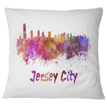 Jersey City Skyline Cityscape Throw Pillow, 16"x16"
