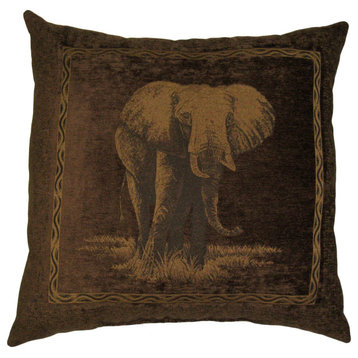 25" Premium Chenille Elephant Pillow, Chocolate