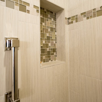 Linda Vista Master Bathroom Remodel with Strands Oyster Tile Niche