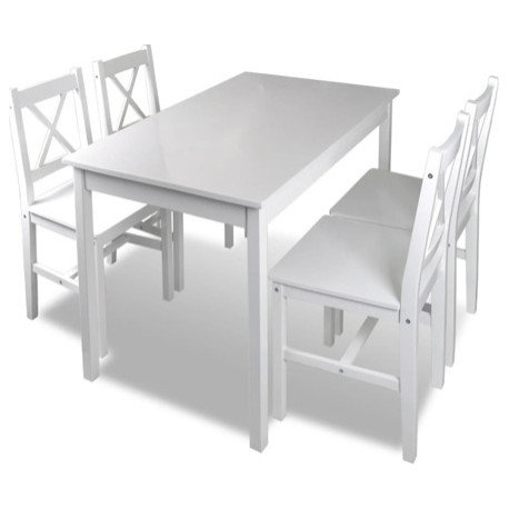 vidaXL Dining Table and Chair Kitchen Dining Set Dinner Table 5 Piece White