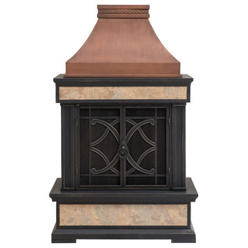 Sunjoy Wood Burning Outdoor Fireplace, Copper