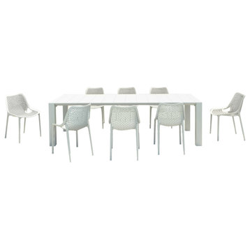 Air Extension Dining Set 9-Piece White