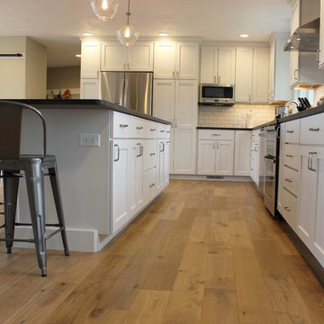 Geneseo, IL- White Painted Kitchen with Matte Black Granite and Subway Tile