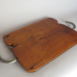 Tray #18011 Elm T&G Threshing Floor, Horse Shoe Handles - Serving Trays