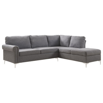 Melvyn Sectional Sofa, Gray Fabric