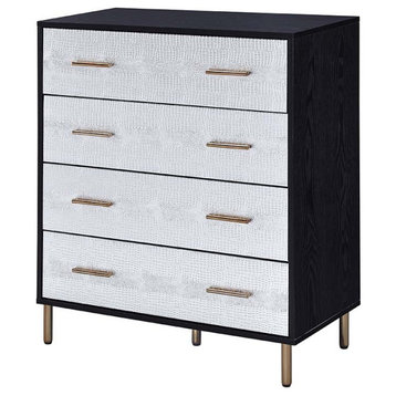 Acme Myles Chest Black Silver and Gold Finish