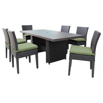 Belle Rectangular Patio Dining Table With 6 No Arm Chairs Cilantro
