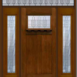 Prehung Side lights-Transom Door 80 Fiberglass Prairie Craftsman - Front Doors
